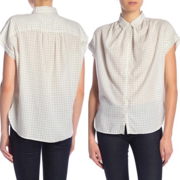Madewell Tops - Madewell XS Windowpane Button Down Blouse Cream